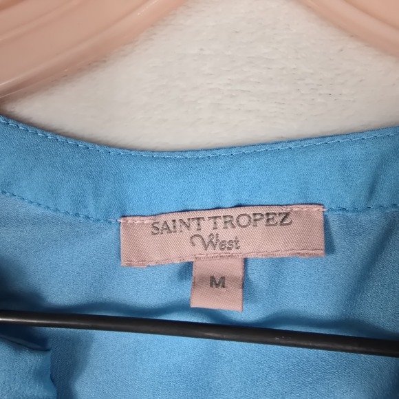 Saint Tropez West Blue Paisley Pattern Tunic Top Women's Size Medium - Picture 2 of 6